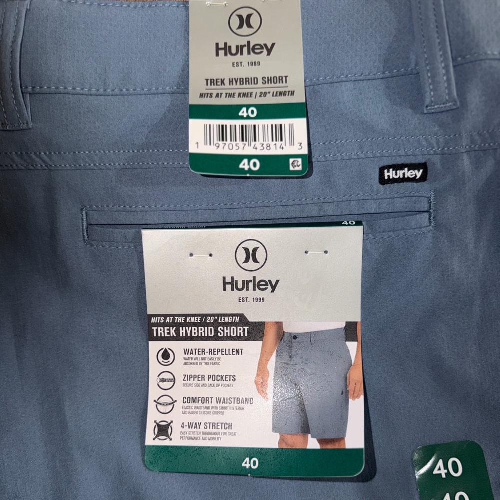 Hurley Men's Teal Flat Front Shorts - Picture 2 of 3